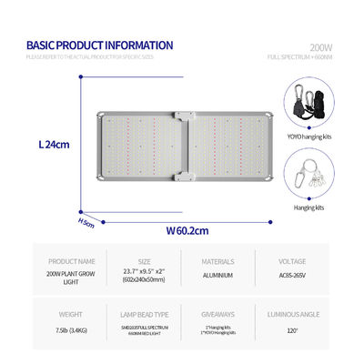 200W Φάσματος Πλήρους Ρυθμιζόμενο LED Φωτιστικό Ανάπτυξης Σύστημα Φωτισμού Θερμοκηπίου T5 για την Ανάπτυξη Φυτών