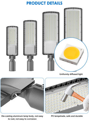 Υψηλή φωτεινότητα AC85-265V 3000K έως 6500K LED Οδικά φώτα Λεωφόροι Δρόμοι Πόλεμοι Παρκινγκ
