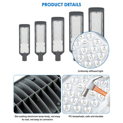 IP66 Αδιάβροχο φως οδού LED με φωτεινή απόδοση 125lm/w και τάση εισόδου AC 85-265V για εξωτερικό φωτισμό οδικών οδών