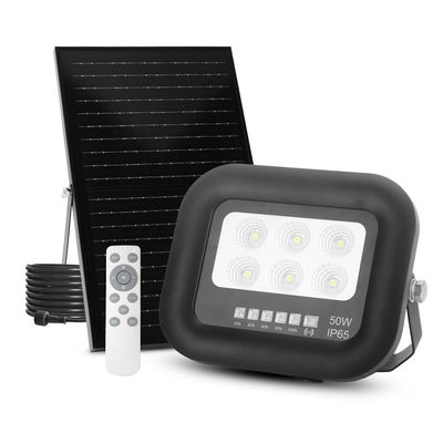Φωτιστικό LED Solar 50 Watt IP65, Όλα-Μαύρα, Μονοκρυσταλλικό Πυρίτιο Ηλιακό Πάνελ