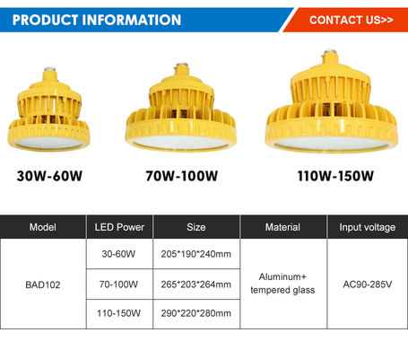 IP65 100W LED Explosion-Proof Lights for Oil Fields Petrochemical Drilling Chemical Enterprises