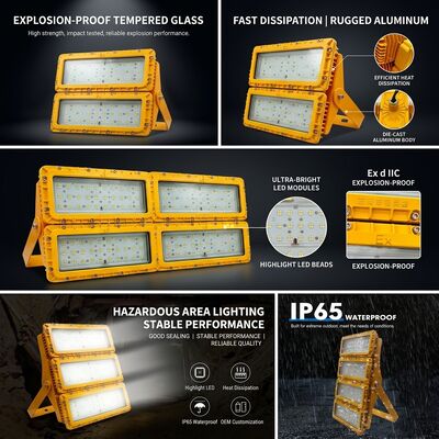Αδιάβροχο IP65 600W LED Αντιεκρηκτικό Φωτιστικό Πλημμύρας -40C/60C LUMILEDS LM-80 ATEX IIb T6 WF2 Φωτιστικό Χώρου Επικίνδυνης Χρήσης