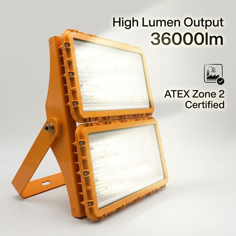 300W LED ανθεκτικό σε έκρηξη φως πλημμύρας 90° Boom Mount Wide Area Tank Farm Grey ATEX IIB T6 IP65 RFEPL8280 Φωτισμός