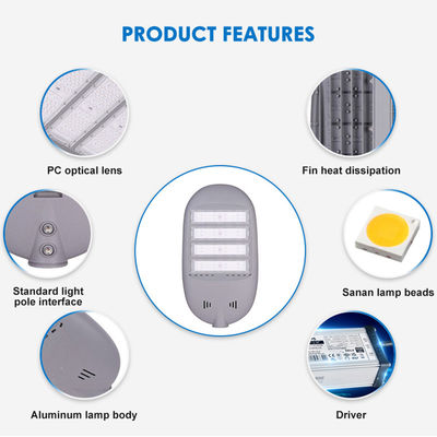 Υψηλή φωτεινότητα Υψηλή φωτεινή απόδοση LED Street Light IP65 Χρώμα αλουμινίου
